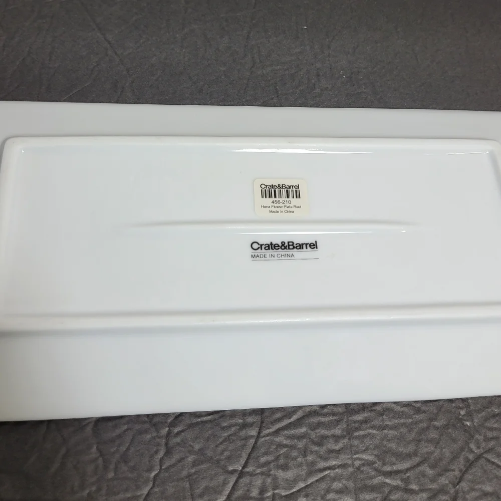 Crate and Barrel Blue Hana Flower Leaf and Vine White Rectangular Serving Plate